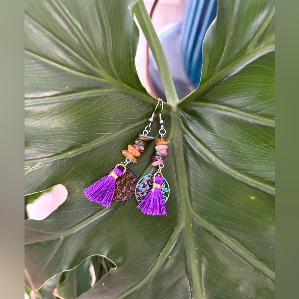 Watermelon Tourmaline Earrings - Picture 3 of 3